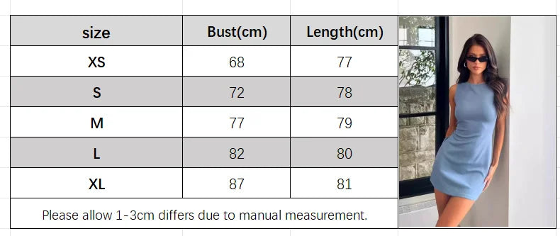 2026 New Women's Casual Bodycon Mini Dress Solid-colour Sleeveless Crew-neck Slip Dress, Party, Date or Dinner Short Skirt