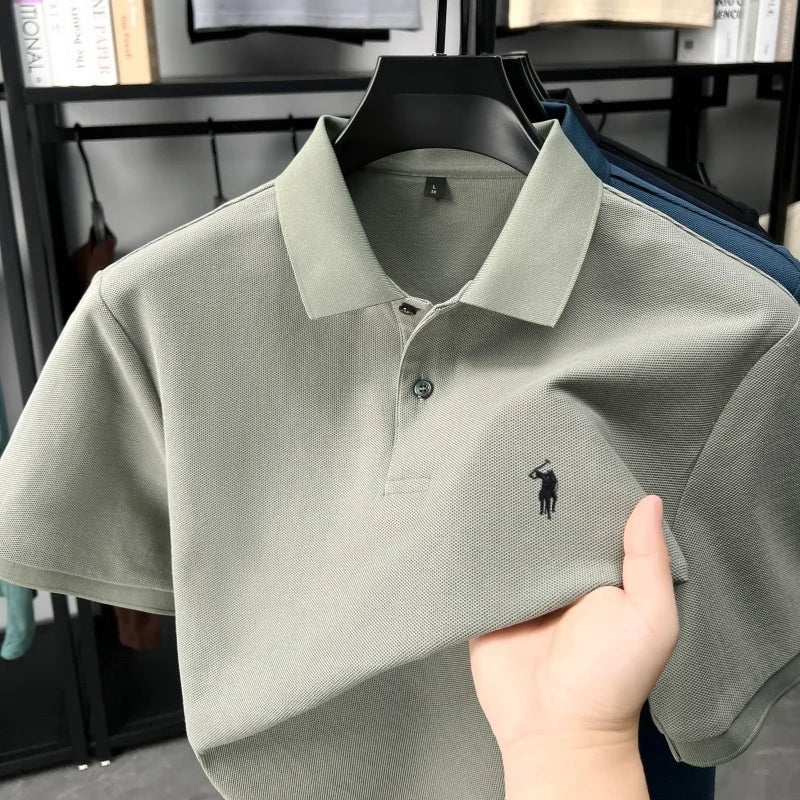 Designer brand 100% cotton short sleeve polo shirt fashion luxury pony embroidery men's summer casual high-quality Paul T-shirt