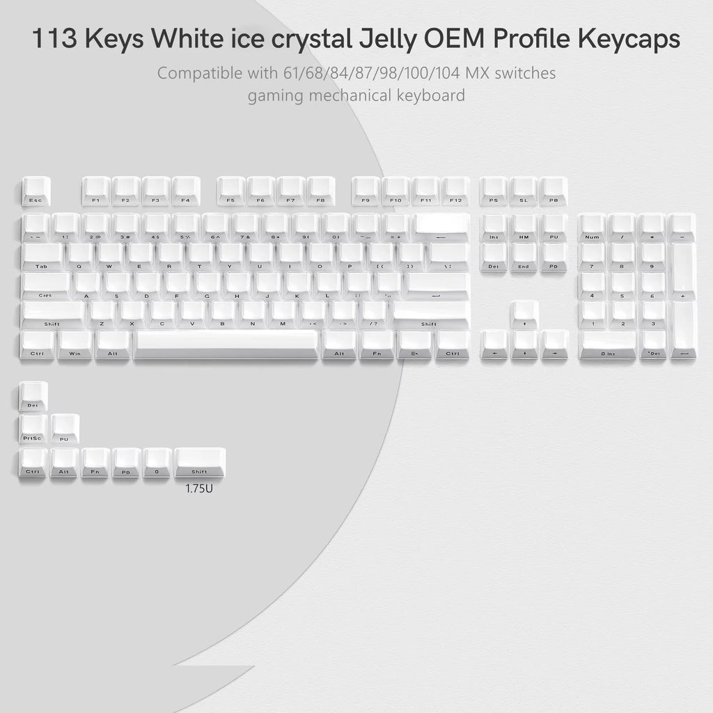 XVX Jelly Crystal Keycaps Side Print Pink/Blue 113keys Double Shote DIY Mechanical Keyboard OEM Profile Translucent Keycaps