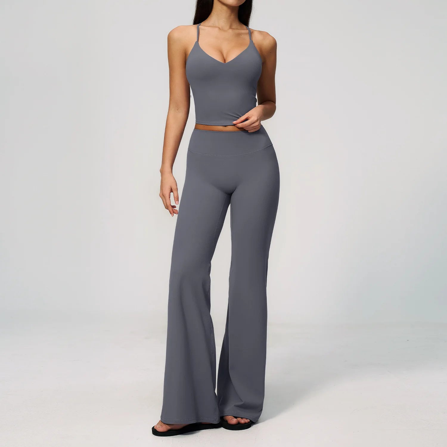 2PCS Yoga Suit Women's Tracksuits Gym Clothes Running Workout Outfits Sports Bra Middle Pants Athletic Wear Female Yoga Clothing