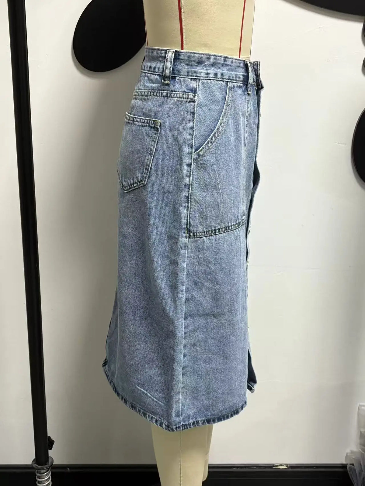 European Beautiful Woman High Waist Elastic Medium and Long Denim Skirt, Thin Split Fork Over Knee Hip Wrap One Step Skirt