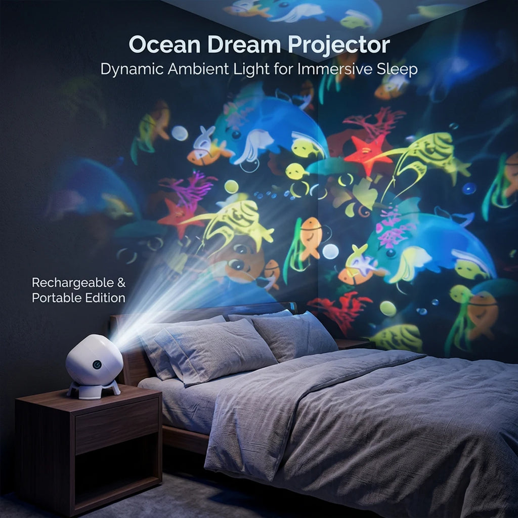 Rotating Projector Night Light USB Power LED Ocean Projector Light Dynamic Atmosphere Lamp for Bedroom Party Decor Birthday Gift