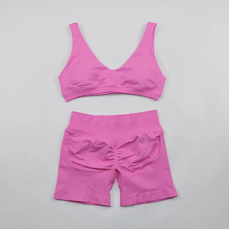 2 Piece Sets Women Outfit Longline Short Sleeve Gym Crop Top High Waist Workout Shorts Sports Suit Fitness Clothes Yoga Set
