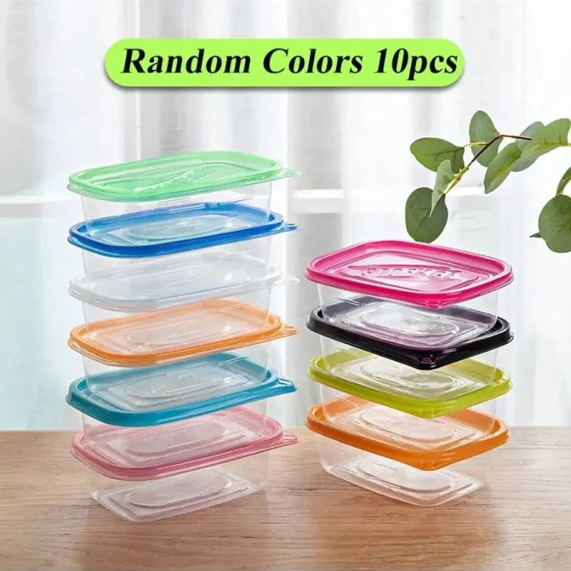 10pcs Stackable & Reusable Transparent Rectangular Food Storage Containers with Lids - Microwave, Refrigerator, and Freezer Safe