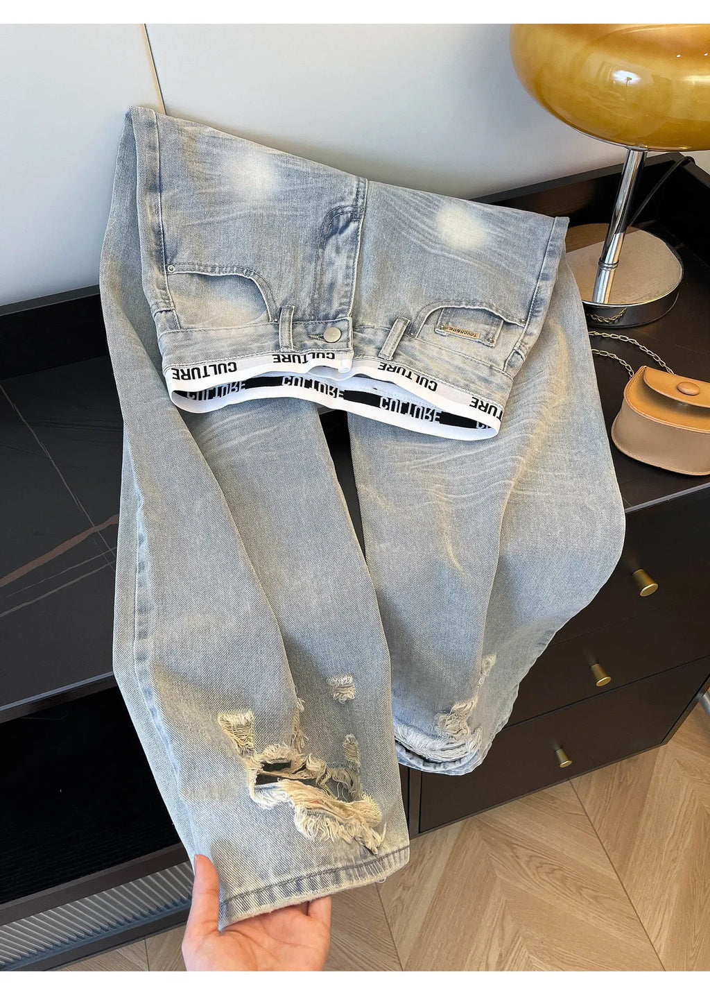 Women's High Waist Ripped Boyfriend Jeans Distressed Loose Fit Denim Pants Casual Streetwear Fashion Trousers