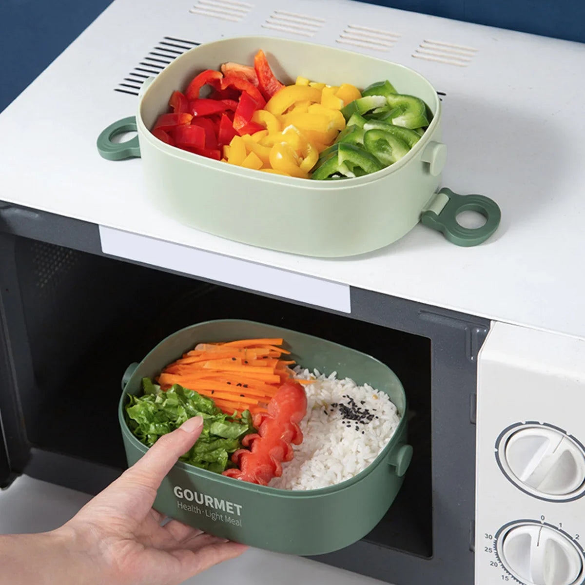 2000ML Lunch Box Portable 3 Layer Children Student Bento Box Leakproof Microwavable Food Container School Travel Office Picnic