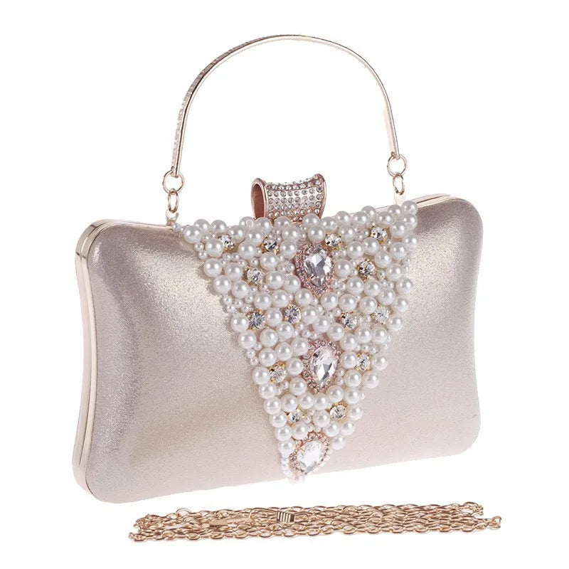 Women's Diamond Dinner Bag Portable Party Banquet Pearl Cheongsam Dress Fashion Rhinestone Handheld Clutch Bag Bolsas Grife Luxo