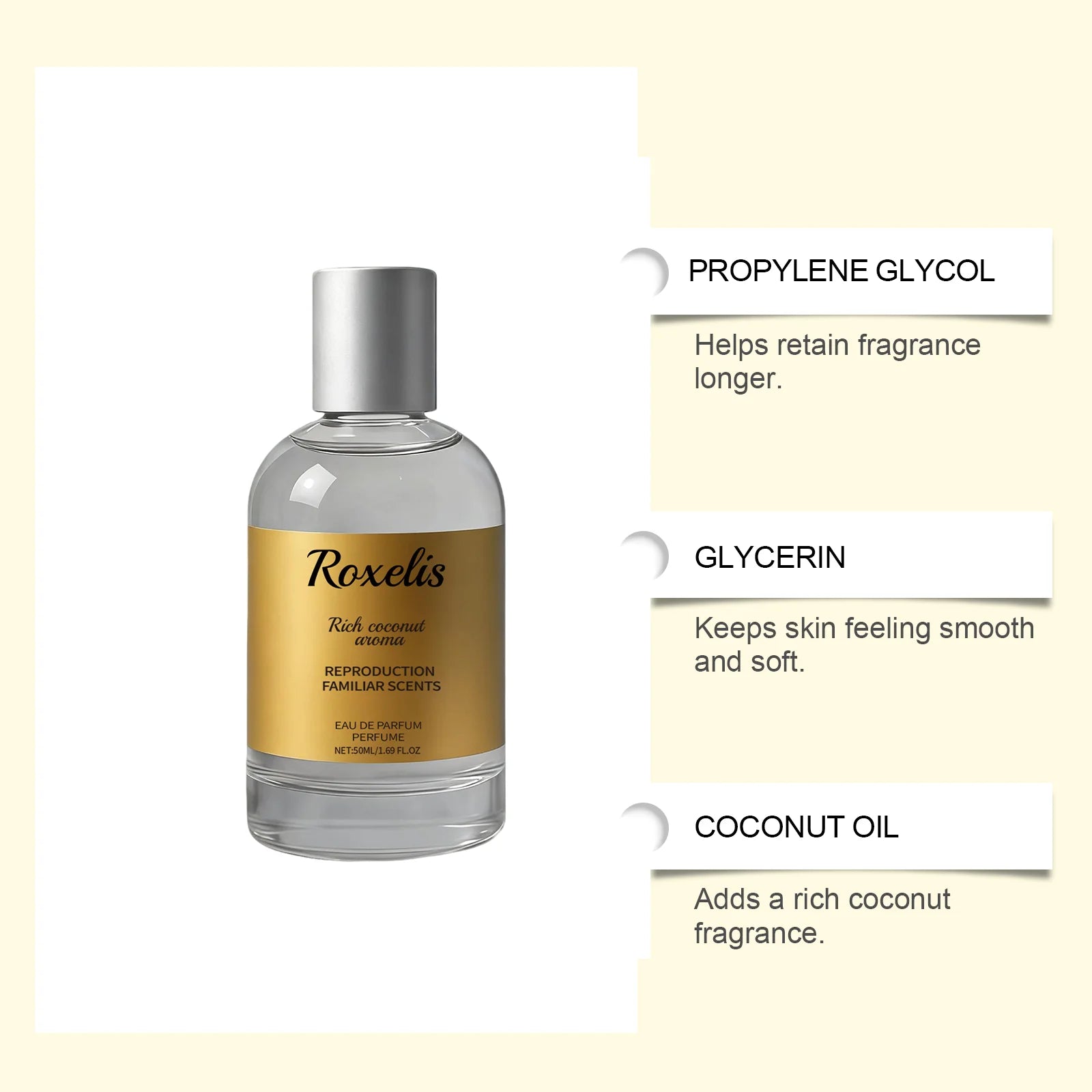 ROXELIS 50ml Fragrance Spray for Women Elegant Sweet Natural Scent Long Lasting Fragrance Portable for Daily Commute Dating
