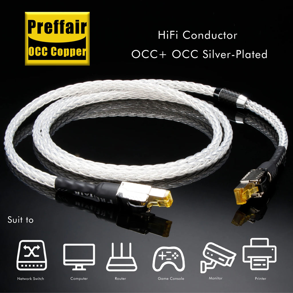 HiFi Cat8 Network Cable 40Gbps 2000MHz RJ45 Network Patch Cable 8n OCC CAT Ethernet Speed Lan Line Apply to Computers Notebooks