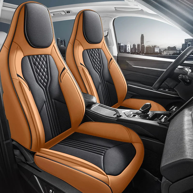 Universal Sporty Seat Luxury Car Seat Full Cover Perforated Breathable Leather Sedan SUV. Cushion Car Seat Full Cover Protection