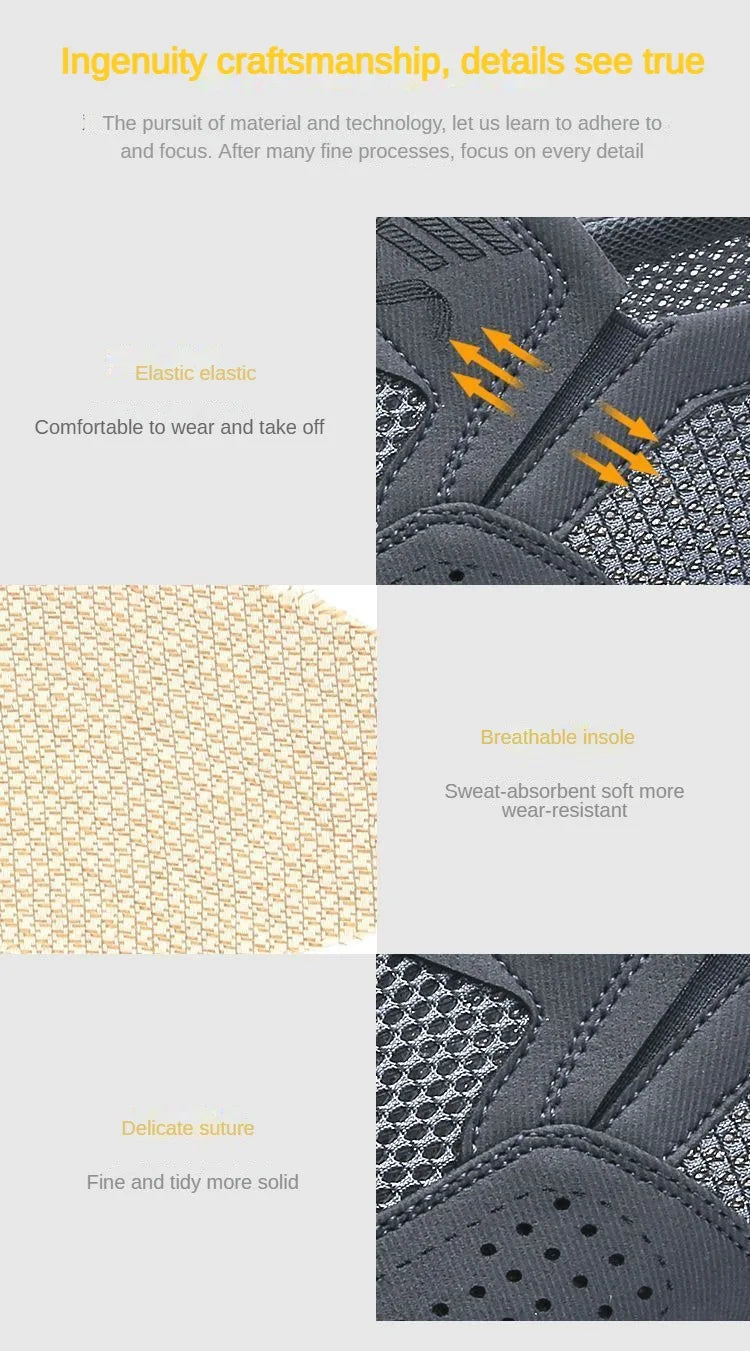 Men's Shoes 2025 Summer Casual Sneakers Breathable Mesh Chunky Sole Affordable Free Shipping