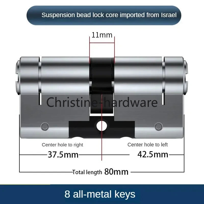 65-130MM High Quality European Standard Lock Cylinder,Super C-Level Anti-Theft Door Lock Cylinder,Household Copper Lock 8 Keys