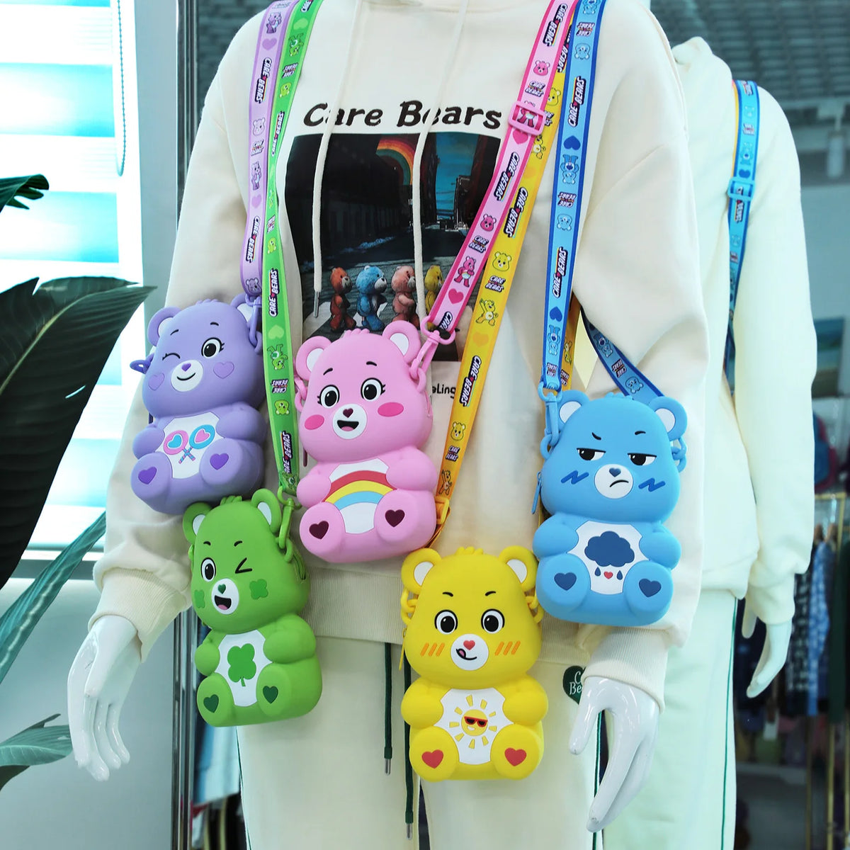 Care Bears Silicone Crossbody Bag Cute Cartoon Doll Storage Purse Coin Pouch Phone Bag Mini Single Shoulder Backpack Kawaii Gift
