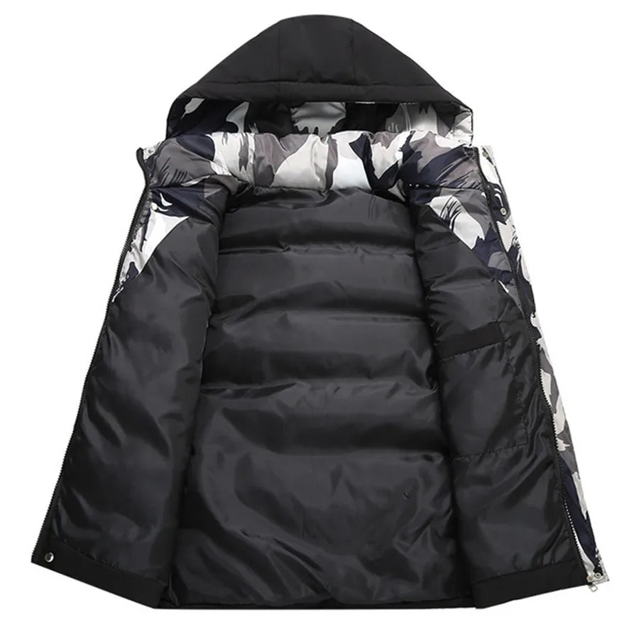 Black Men Cotton Padded Vest Fashion Detachable Hooded Sleeveless Jackets Winter Warm Men's Clothes Male Thick Coat Big Size 5XL