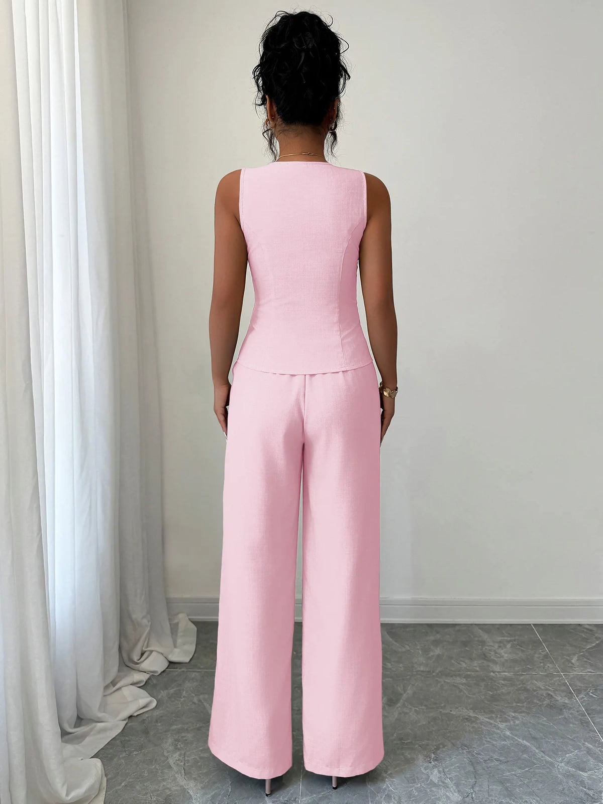 Elegant V-neck High-waisted Color-block Sleeveless Women's Suit For Spring/summer 2026 Dress Elegant Lace Maxi Beach