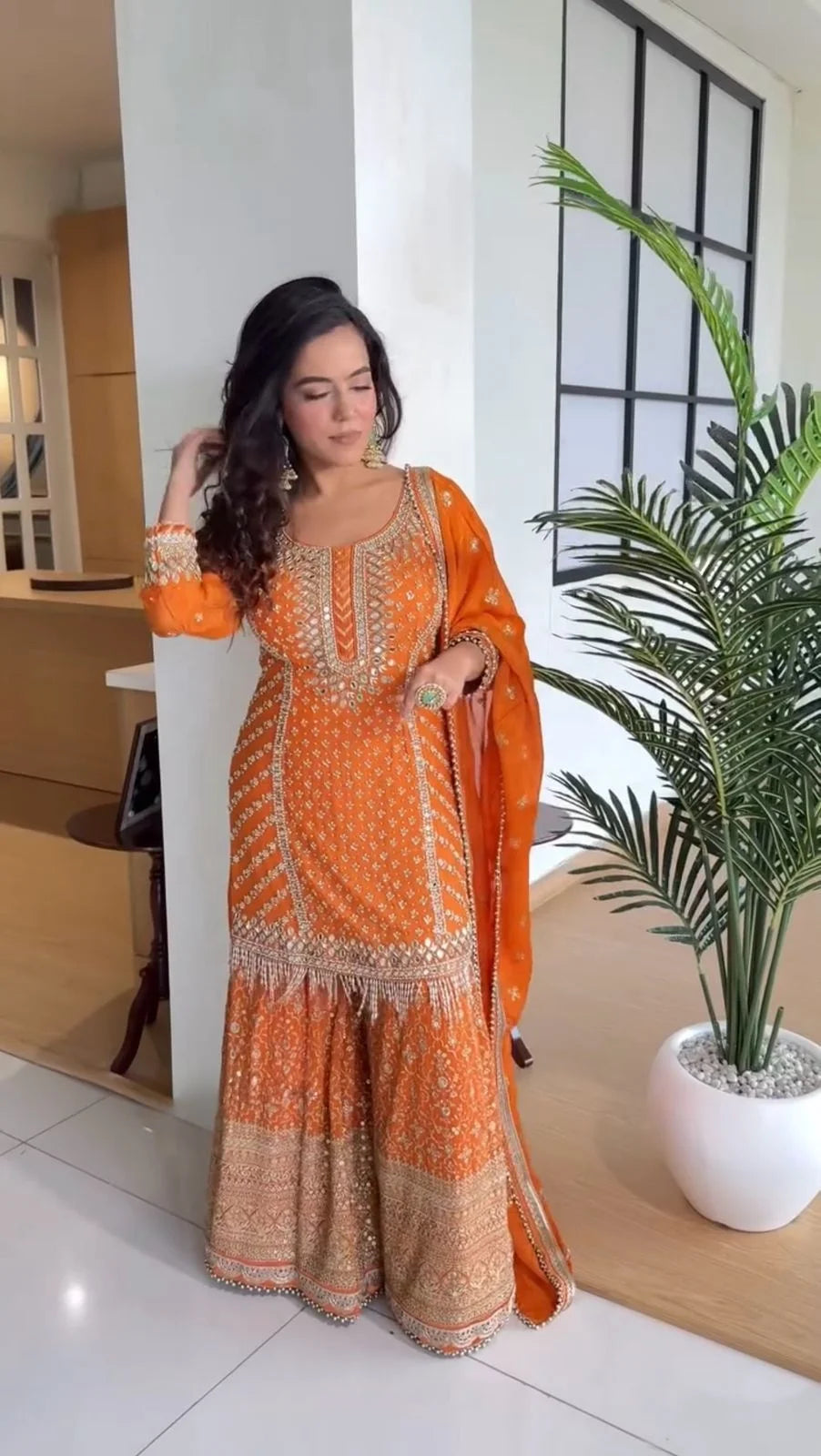 Indian Modern Style Women Fancy Suit Long Anarkali Embroidered Material Gown with Salwar Kameez Worked Dupatta Wedding Quick Dry