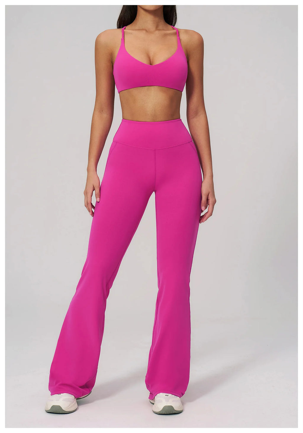 Women's Tracksuits 2PCS Flared Pants Yoga Set Gym Fitness Outfits Female Shockproof Sports Bra Yoga Workout Clothes Sports Sets