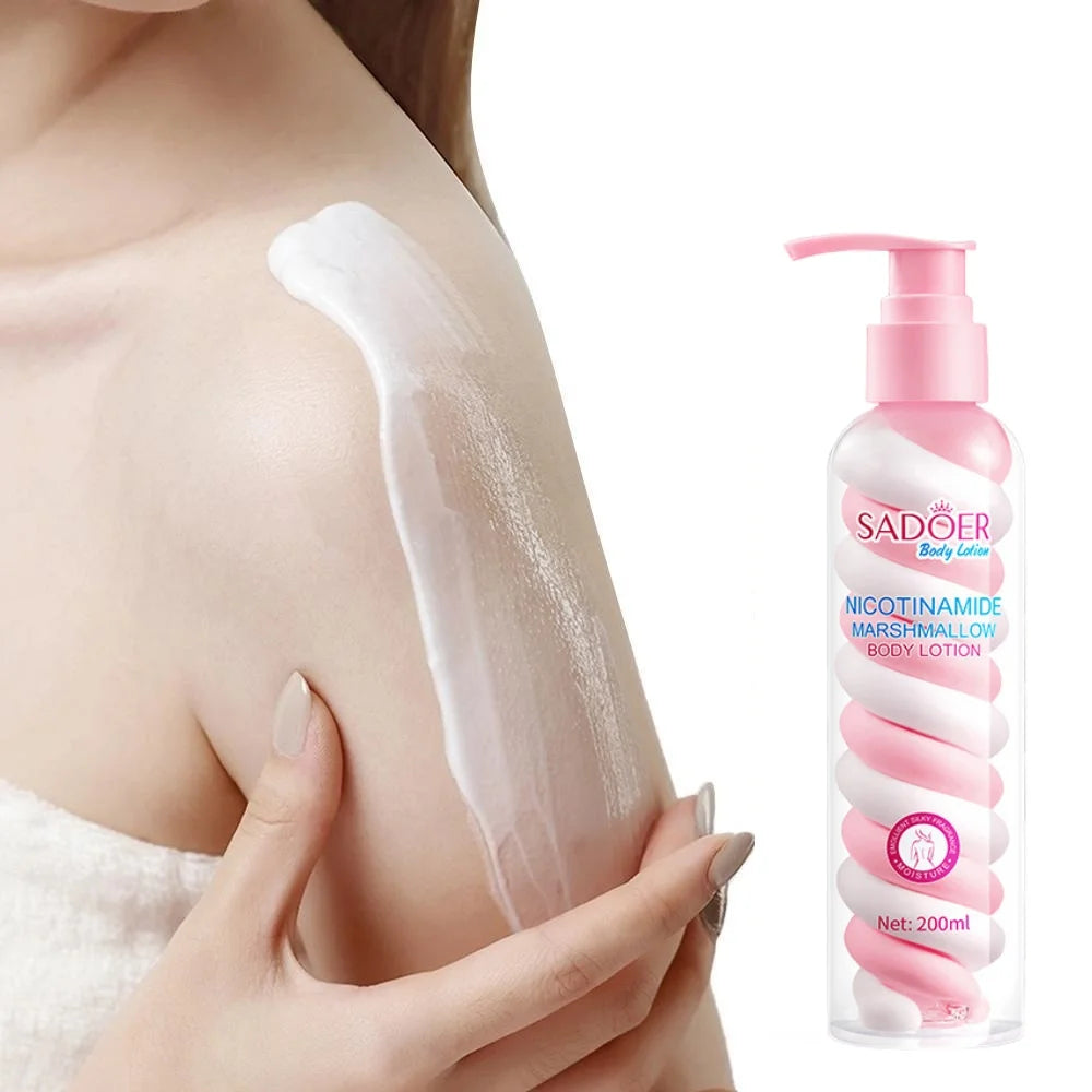 1 Bottle of 200ml Niacinamide Marshmallow Body Lotion, Suitable for All Light Beige Skin Tones, Deep Moisturizing Formula, Non-Greasy Moisturizing Cream with a Frankincense Scent, Ideal as a Holiday Gift, Suitable for Both Me
