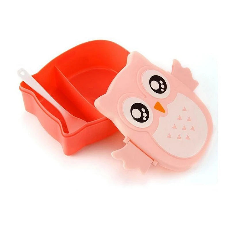 Hamburger Lunch Box Double Tier Cute Burger Bento Lunchbox Microwave Food Container Fork Tableware Set Owl Compartment