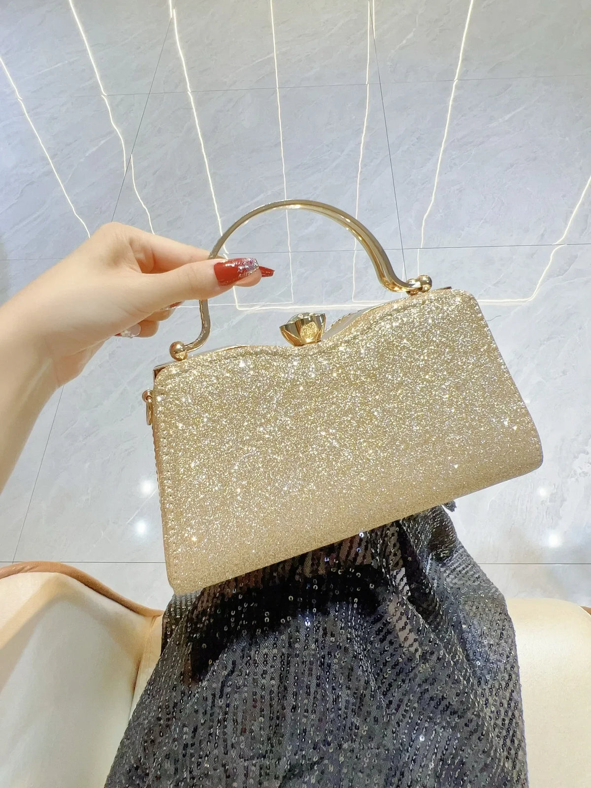 Rhinestone Women Evening Clutch Shiny Dinner Party Handbag Match For Dress Shoulder Crossbody Bag Cosmetic Phone Storage