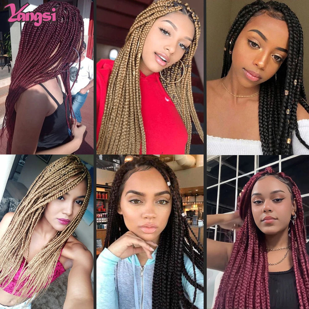 Full Star 3X Small Box Braids 14” 18” Synthetic Hair 80 g Crochet Braids 22 Strands/Pack for Women Ombre Brown Black Color