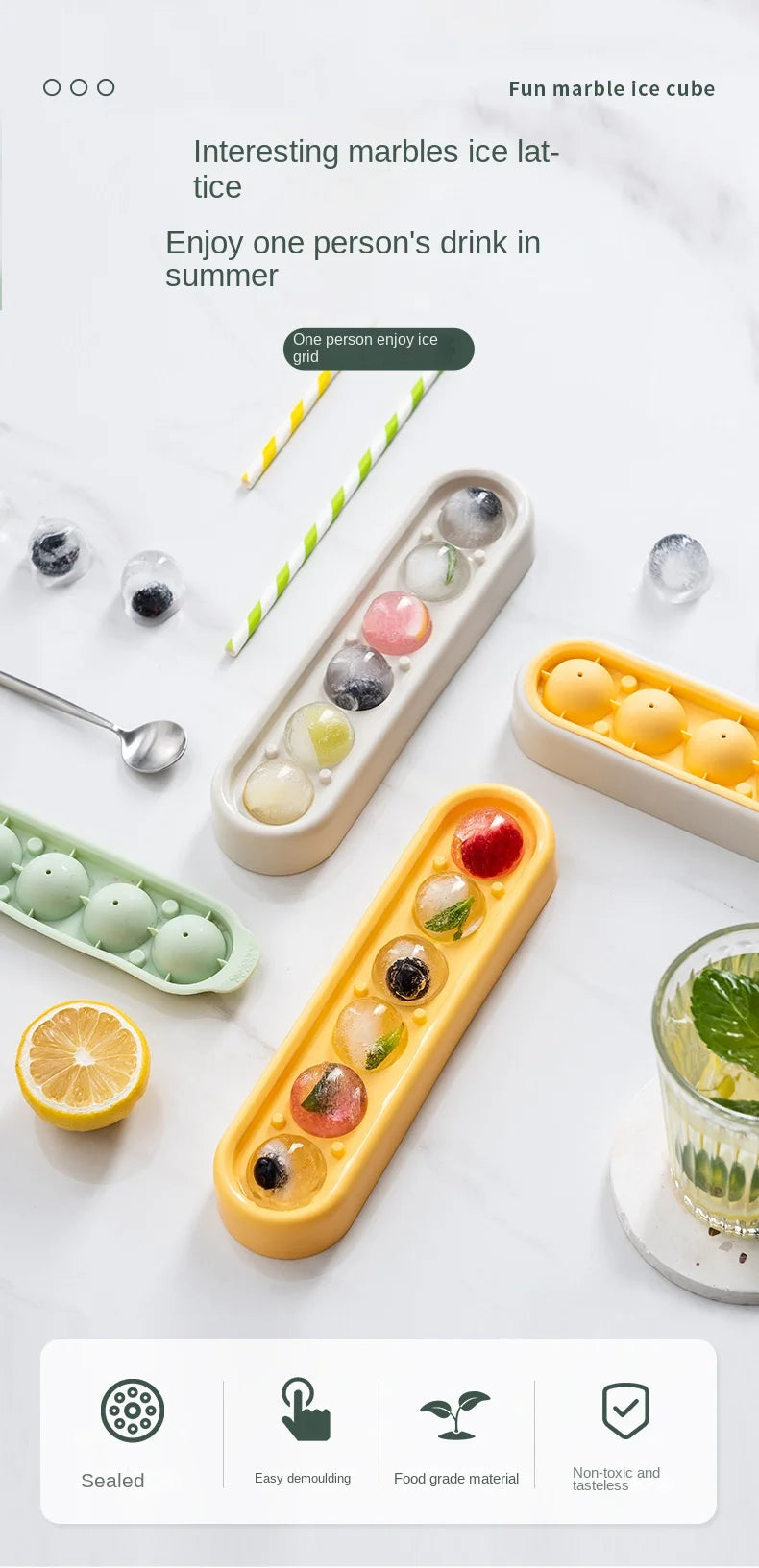 Zackoo Ice Cube Tray Food Grade Silicone Ice Grid Mold Household with Lid   Candy Bar Kitchen Gadgets in Summer