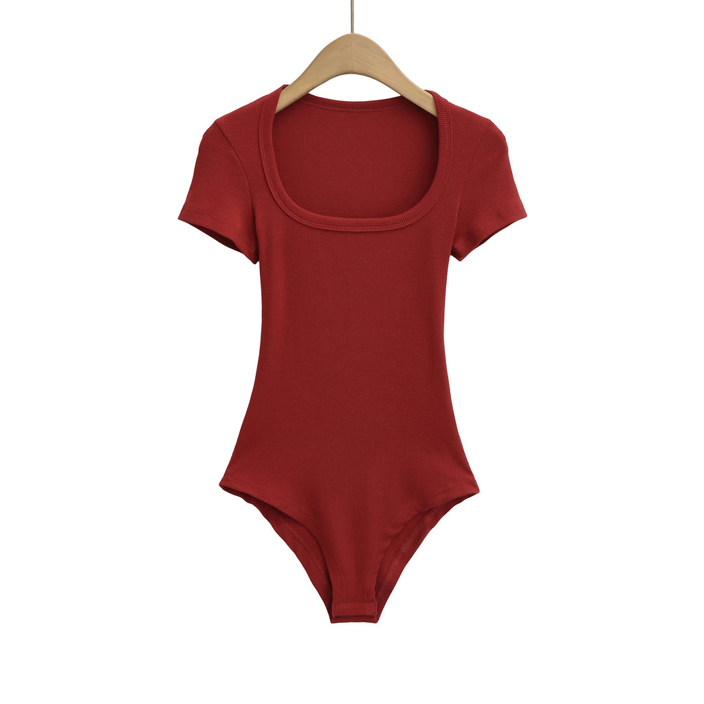 Slim Short Sleeve Women's Sexy Clothing Retro Jumpsuit Pullover Bodysuit Top Sexy Bodysuit