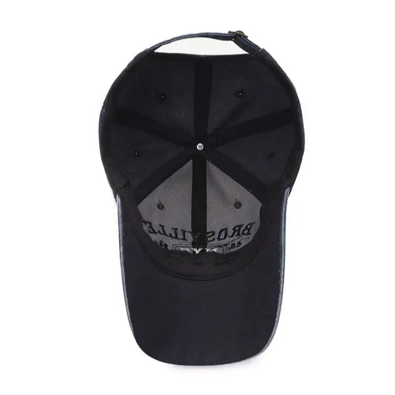 Four Seasons Men's Retro Letter Baseball Cap Casual Wash Embroidered Cap Curved Brim Bowler Hip Hop Streetwear Sun Hat