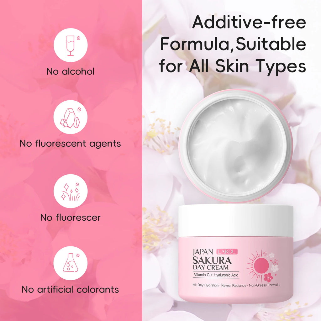 LAIKOU Japan Sakura Day & Night Cream Set 30g*2 Day Hydrating Night Repair Radiant Skin Care Kit
