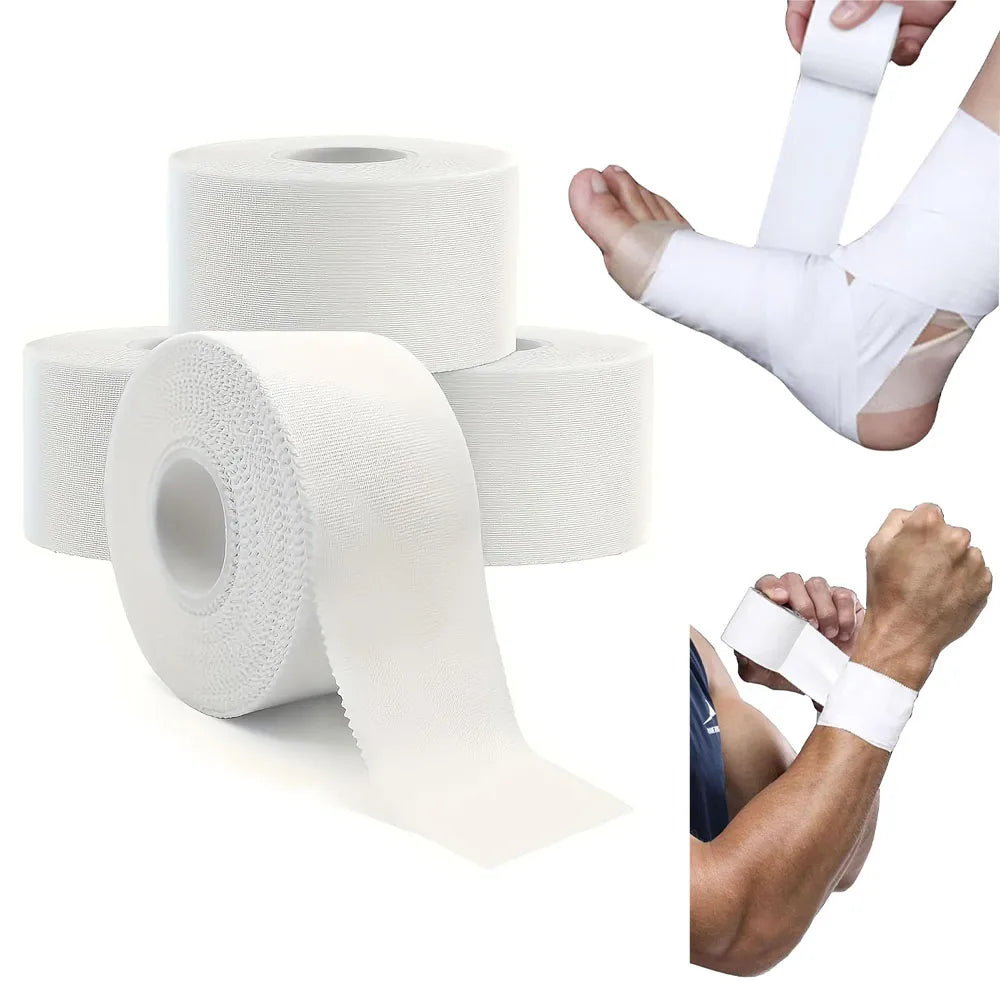 Sports Tape,Strong Tear-Off Non-Stick Residue Tape for Athletes,Support Sport Binding Bandage Cotton White Boxing Adhesive Tape