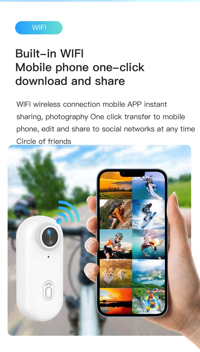Waterproof Action 4K Camera 1080P Ultra Mini Wireless WiFi POV Bodycam for Bicycle Motorcycle Pocket Sports Recording HD Quality
