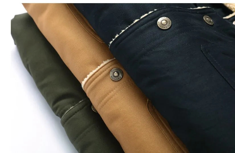 New in autumn and winter, men's jacket, velvet cotton tooling casual coat
