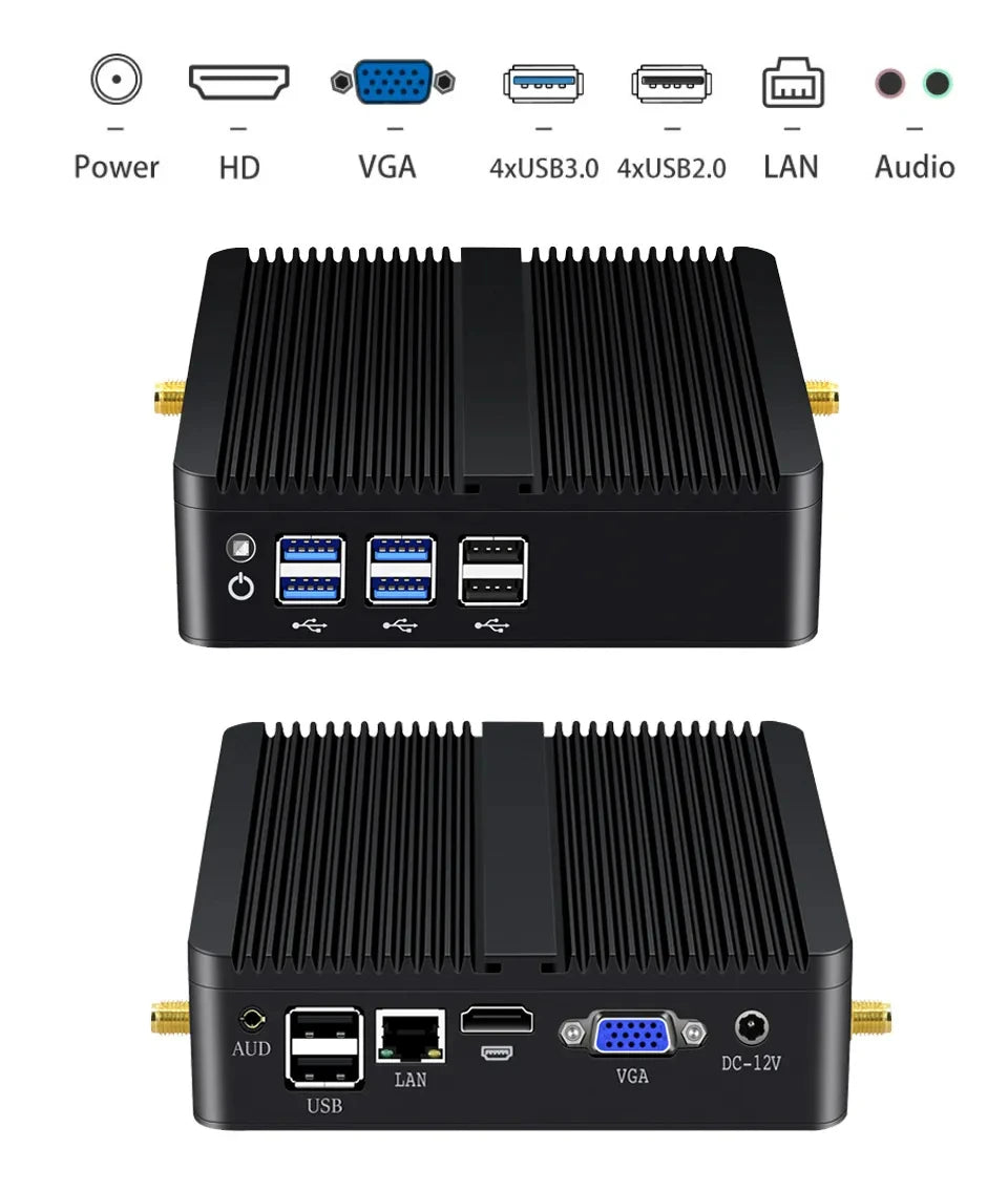 Intel Core I7-4500U I5-5200U I5-4200U Mini PC with 4xUSB3.0 4xUSB2.0 1xHDMI 1xVGA Support Pfsense Linux Computer Win10 Ready