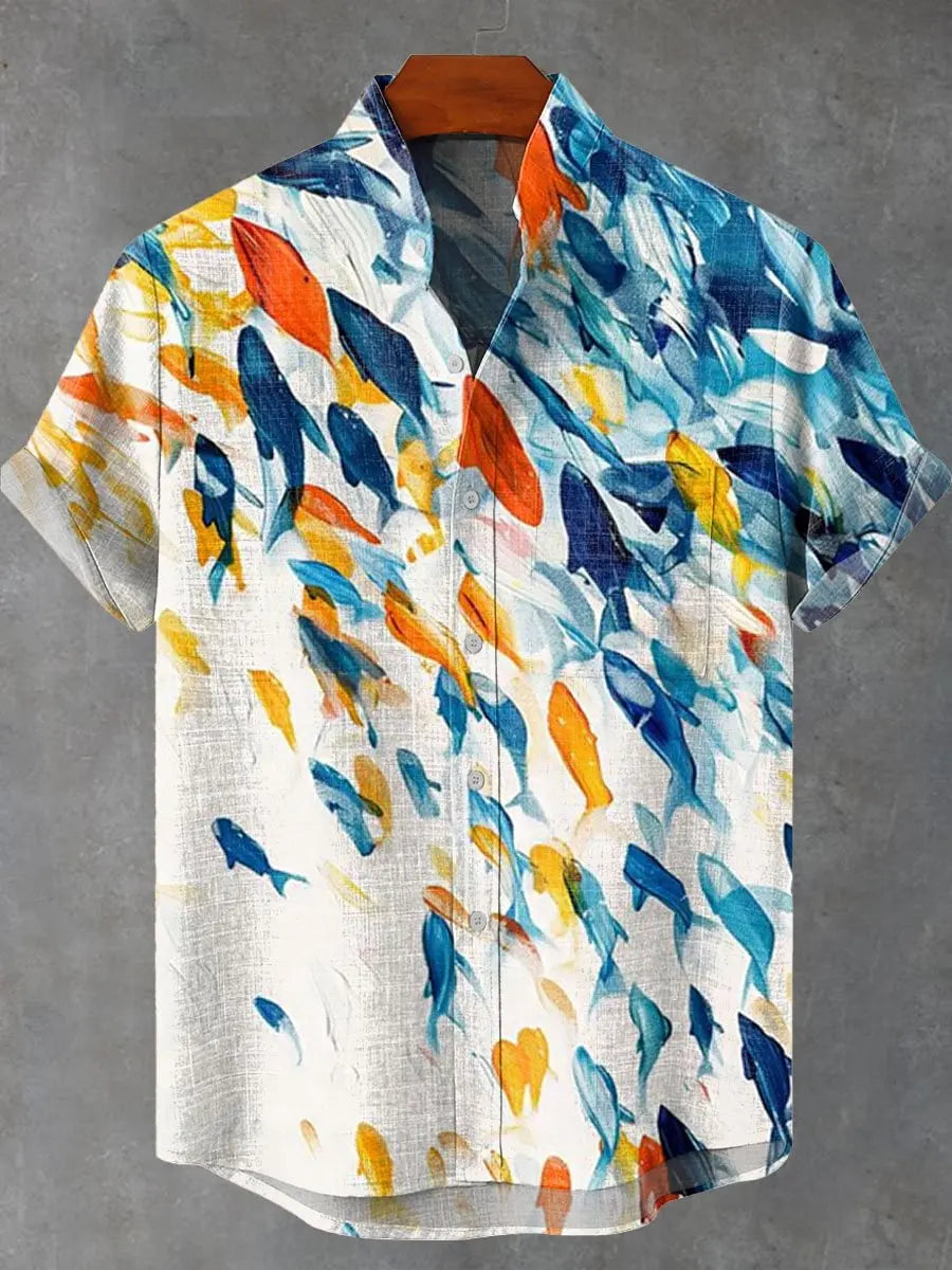 2025 Party Short Sleeve Shirt Road Animal Pattern Printed Short Sleeve Button Shirt Summer Fashion Casual Style