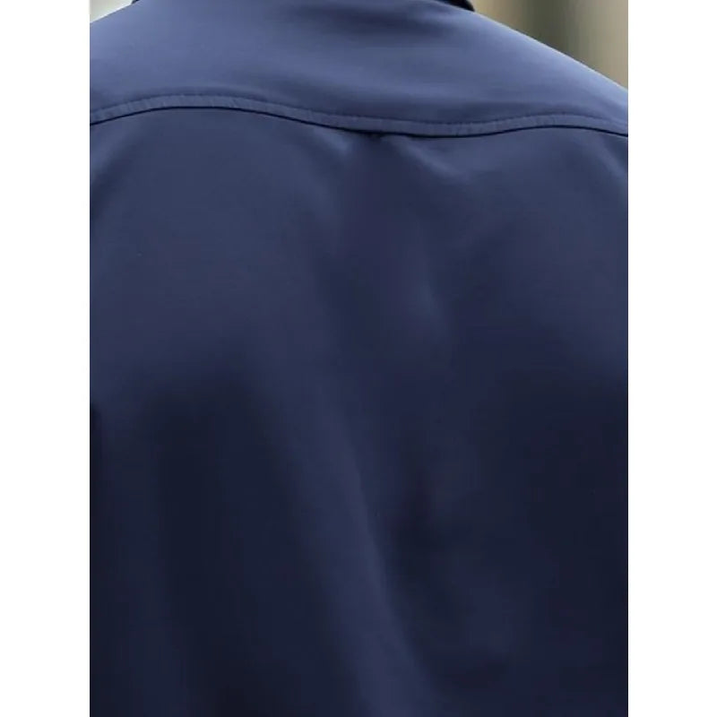 FGKKS New Men Shirts Fashion Quality Long Sleeve Casual Solid Color Elastic Male Business Shirt