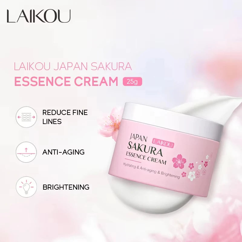 LAIKOU New Sakura Essence Cream Moisturizing Face Cream Nourish Skin Improving Dryness Face Brightening Cream Skin Care 25g