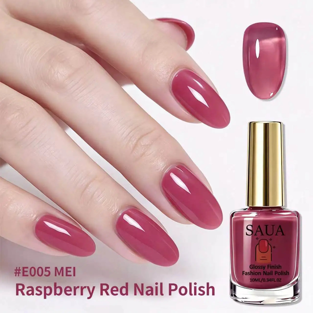 10ML Ice Transparent Plum Color Nail Polish, Berry Rose , No UV Lamp Needed, Long-Lasting, Convenient, Elegant Manicure
