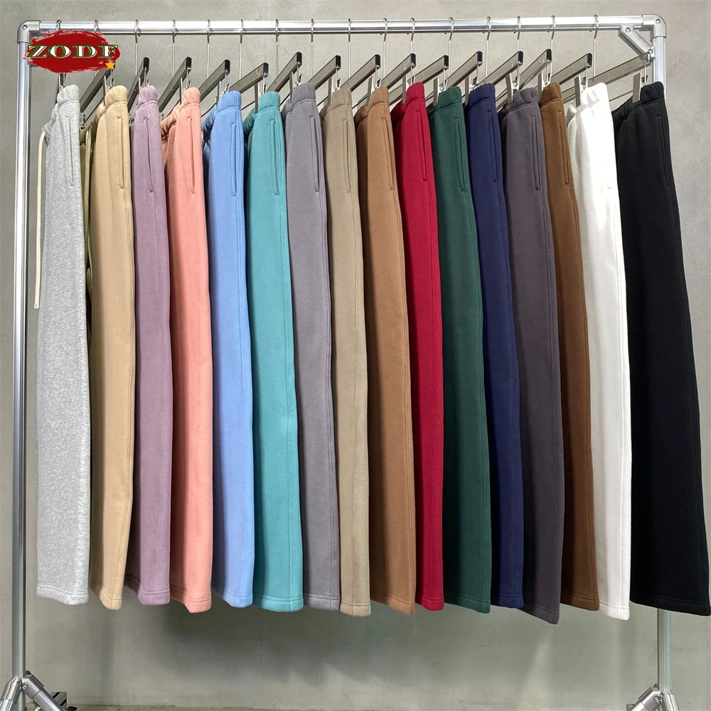 ZODF 2025 Men Casual Winter 350sm Fleece Pants Unisex Loose Soft Comfortable Sport Solid Straight Trousers HY0643