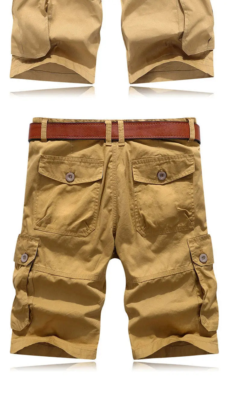 Summer Men Cotton Loose Cargo Shorts Streetwear Fashion Male Clothes Claret 4 Pockets Straight 5 Points Thin Casual Short Pants