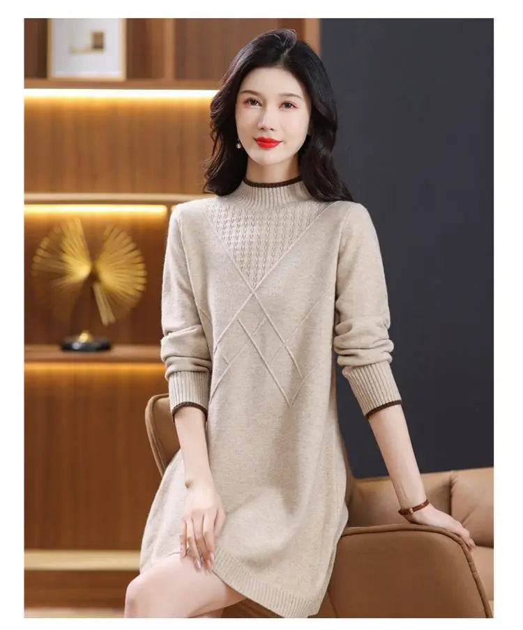 Women's Turtleneck Knitwear Top Long Sleeve Pullover Sweater Woman Clothing Fall Winter Knit Basic Blouse Wool Ladies Sweater