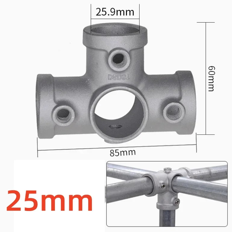 20/25mm Round Tube Pipe Joint Pipe Fitting Aluminum Alloy Steel Pipe Connectors DIY Clothes Hanger Plant Rack Shed