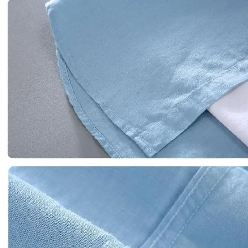 Men's Short-Sleeved Shirt Summer Streetwear Plain Color Stand Collar Casual Beach Style plus Size M-5XL