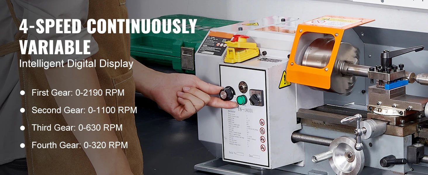 SucceBuy Metal Lathe Machine 7'' x 13.78'' 0-2200 RPM Continuously Variable Speed 500W & Tool Box for Processing Precision Parts