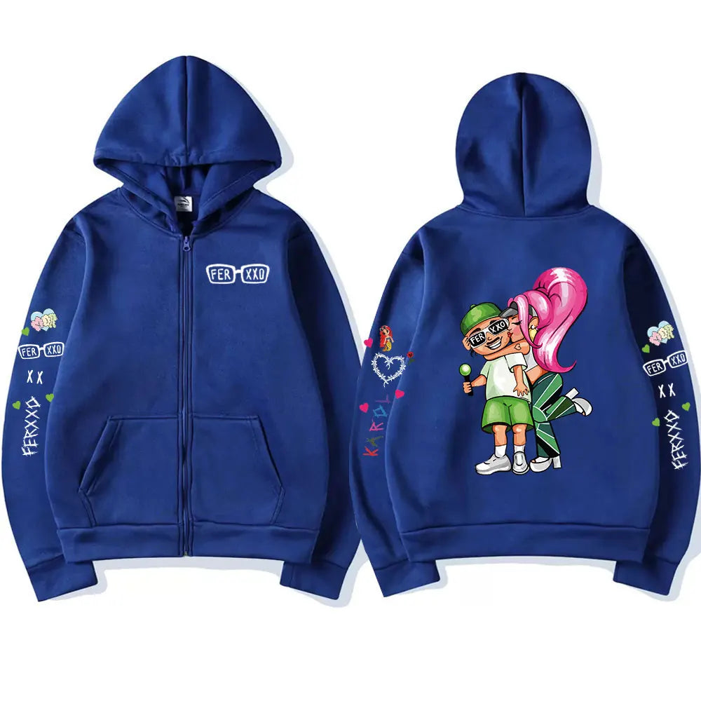 Singer Karol G Bichota Feid Ferxxo Zipper Hoodies Men's Women Clothing Hip Hop Zip Up Sweatshirts Oversized Pullovers Streetwear