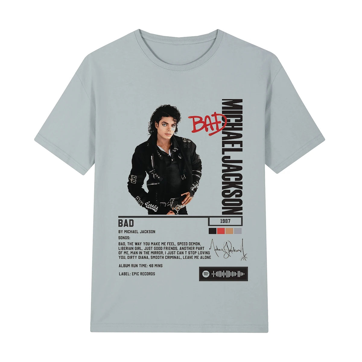 Singer Michael Jackson Bad Album Vintage T-shirt King Of Pop Streetwear Casual Cotton Men T shirt New Tee Tshirt Womens Tops