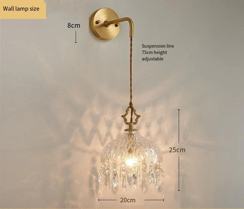 YEBMLP French Retro Glass Hanging Light Indoor LED Luxury Art Chandelier Bedroom Bar Restaurant Table Pendant Lamp With E14 Bulb