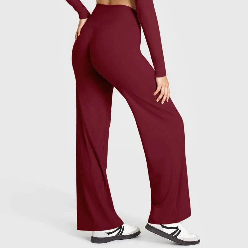 Straight-Leg Pants Ultra Soft Butter Fabric Women Mid-Waist Yoga Pants GYM Naked Feel Pilates Running Sport Trousers Yoga Pants