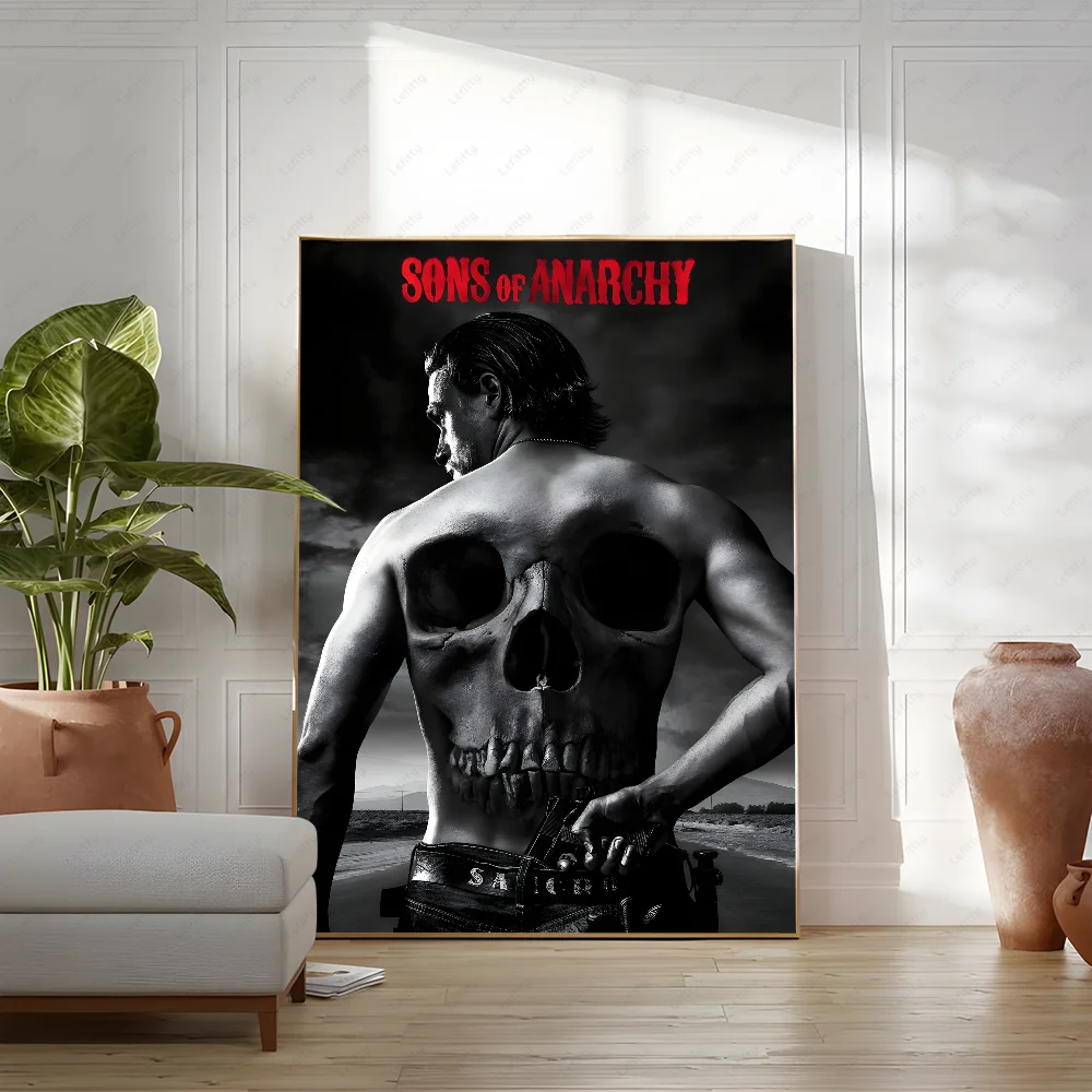 S-Sons Of A-Anarchy Crime Movie Poster Sticky Wall Art Printing Waterproof Home Living Bed Room Bar Hallway Aesthetic Decor