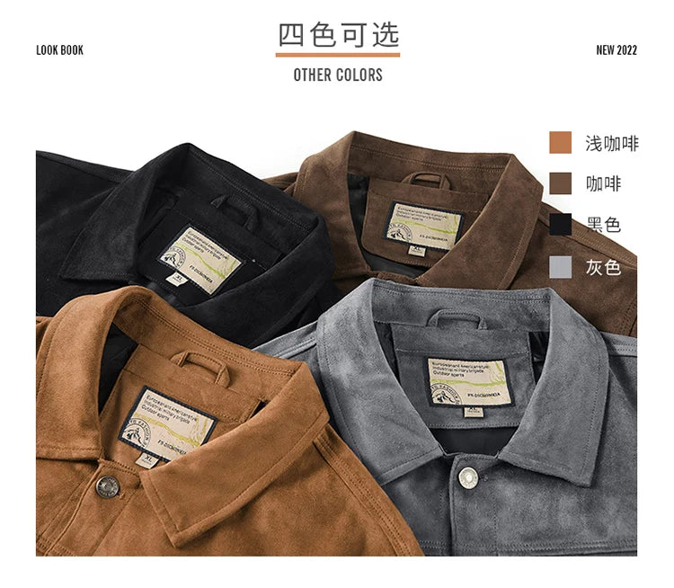 Spring and Autumn Men's Fashion Casual Slim-fit British Style Outdoor Sports Cargo Retro Suede Coat Youth All-match Cargo Jacket