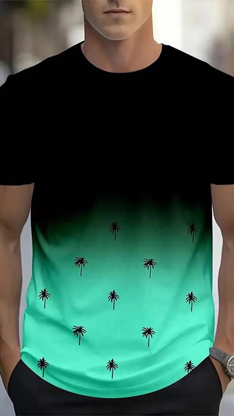 Coconut Tree 3D Print Hawaiian T-Shirts Men Women Round Neck Short Sleeve T Shirt Oversized Street Tee Street Top Men's Clothing